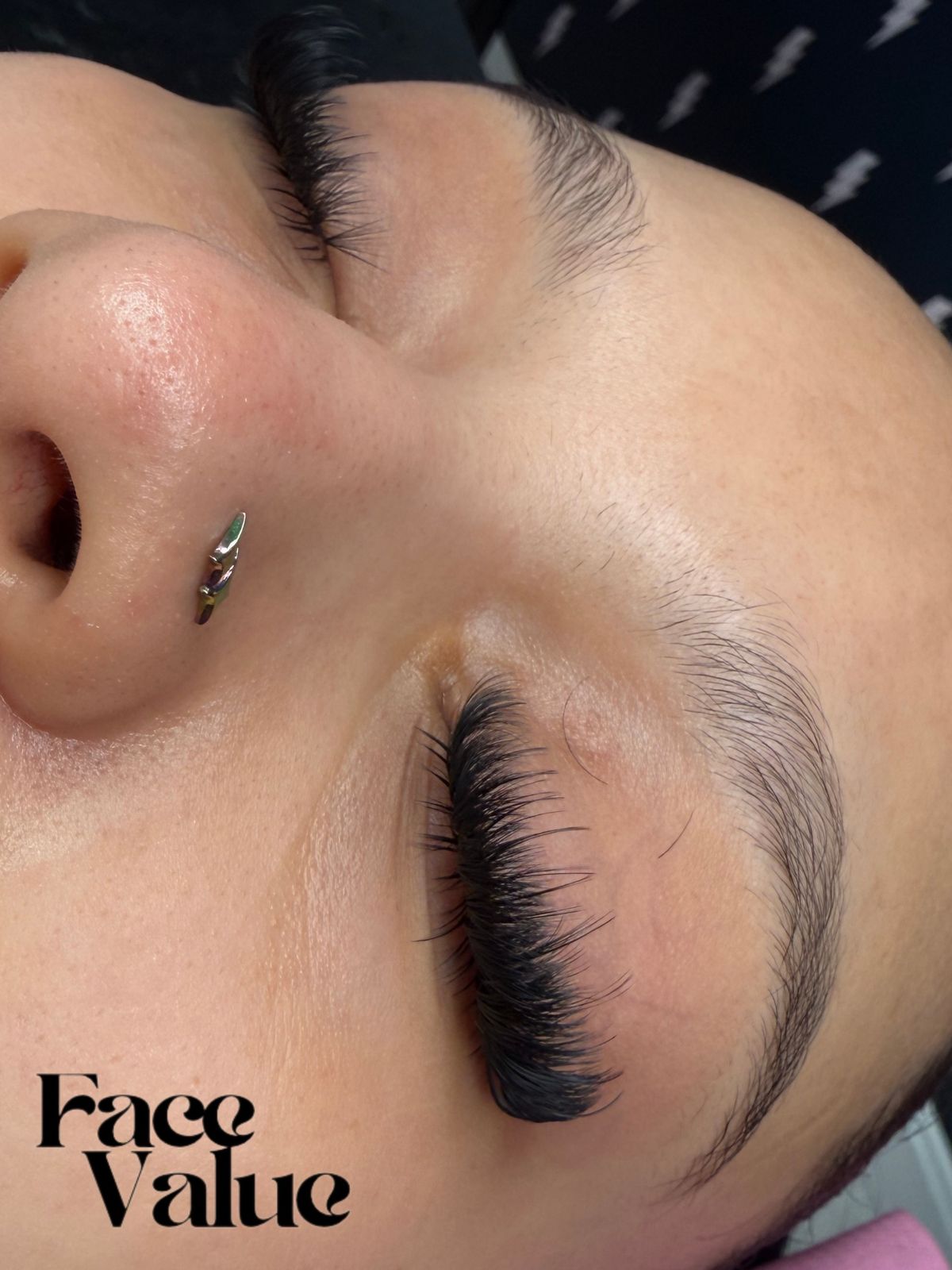 Dense lash set on a closed eye