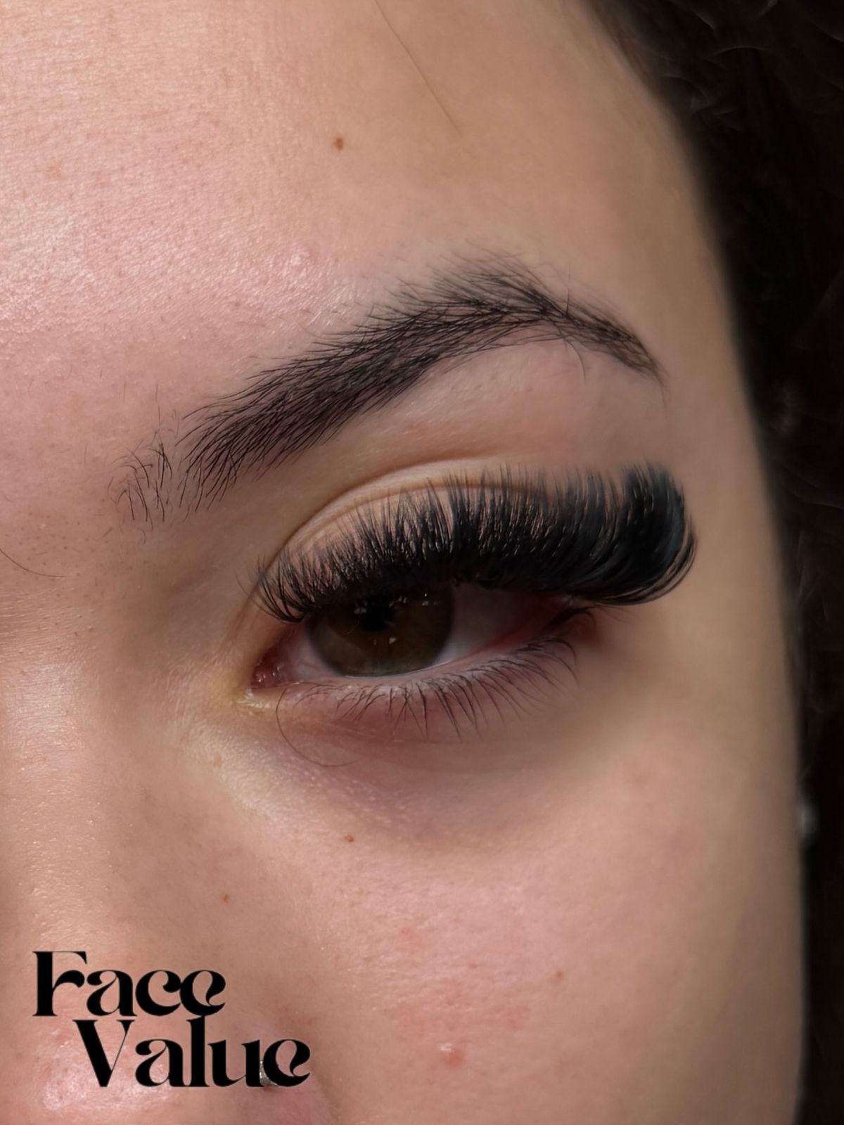 Lash set close-up with brow